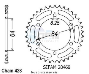 Product image: Sifam - 20468CZ50 - Chain wheel rear Ts 125 73-77   Type 428/Z50 