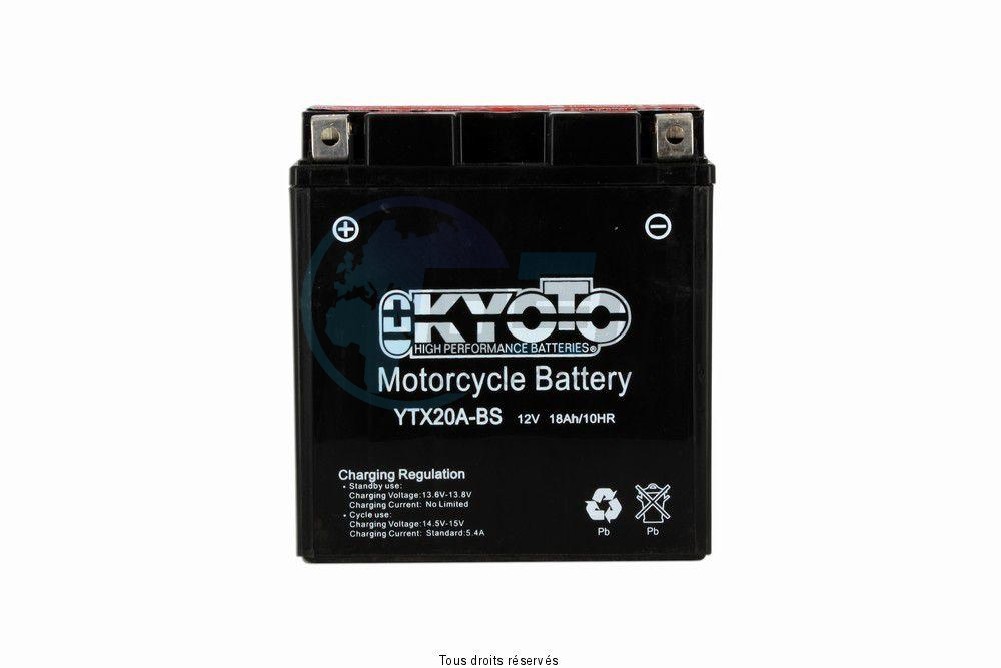 Product image: Kyoto - 712345 - Battery Ytx20a-bs - Ss Entr. Acid L 150mm  W  87mm  H 161mm 12v 18ah Acid 0,93l  1