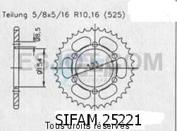 Product image: Sifam - 25221CZ43 - Chain wheel rear Aprilia 1000 Rst 01-0   Type 525/Z43  0