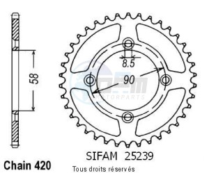 Product image: Sifam - 25239CZ37 - Chain wheel rear Honda Xr/Crf 50   Type 420/Z37 