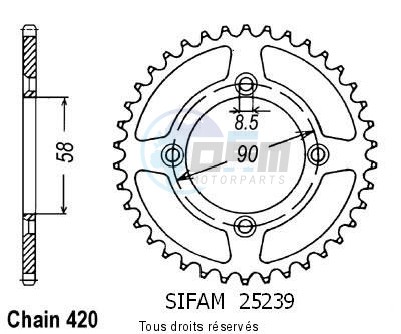 Product image: Sifam - 25239CZ37 - Chain wheel rear Honda Xr/Crf 50   Type 420/Z37  0