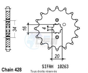 Product image: Sifam - 10263CZ15 - Sprocket Dt 125 Lc1 84-87 Tzr 80 Rr 96 10263cz   15 teeth   TYPE : 428 
