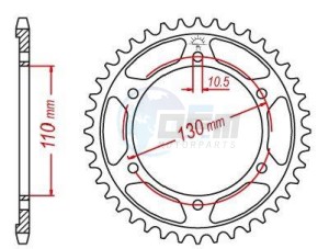 Product image: Esjot - 50-29037-45 - Chainwheel Steel Suzuki-Yamaha - 525 - 45 Teeth -  Identical to JTR1876 - Made in Germany 