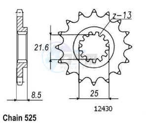 Product image: Esjot - 50-29029-16 - Sprocket Kawasaki - 525 - 16 Teeth -  Identical to JTF1537 - Made in Germany 