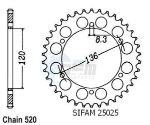 Product image: Esjot - 50-32005-41 - Chainwheel Steel Yamaha - 520 - 41 Teeth -  Identical to JTR846 - Made in Germany 