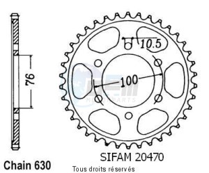Product image: Sifam - 20470CZ42 - Chain wheel rear Gsx 1100 Esd/Efe 83-8   Type 630/Z42 