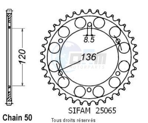Product image: Sifam - 25065CZ44 - Chain wheel rear Xj 600 84-91   Type 530/Z44 