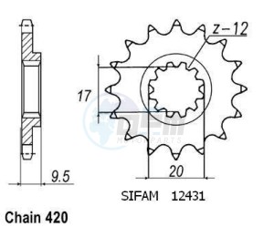 Product image: Esjot - 50-13019-12 - Sprocket TT KTM - 420 - 12 Teeth -  Identical to JTF2431 - Made in Germany 