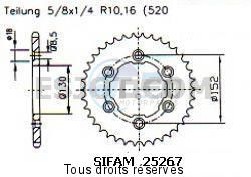 Product image: Sifam - 25267AZ48 - Chain wheel rear Aprilia Alu Rxv/Sxv Type 520/Z48  0