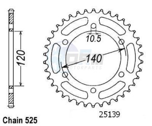 Product image: Esjot - 50-29019-38 - Chainwheel Steel Kawasaki - 525 - 38 Teeth -  Identical to JTR498 - Made in Germany 