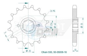 Product image: Esjot - 50-35006-16 - Sprocket Yamaha - 530 - 16 Teeth -  Identical to JTF571 - Made in Germany 