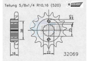 Product image: Esjot - 50-32069-15S - Sprocket Lightweight Ducati - 520 - 15 Teeth - Made in Germany 