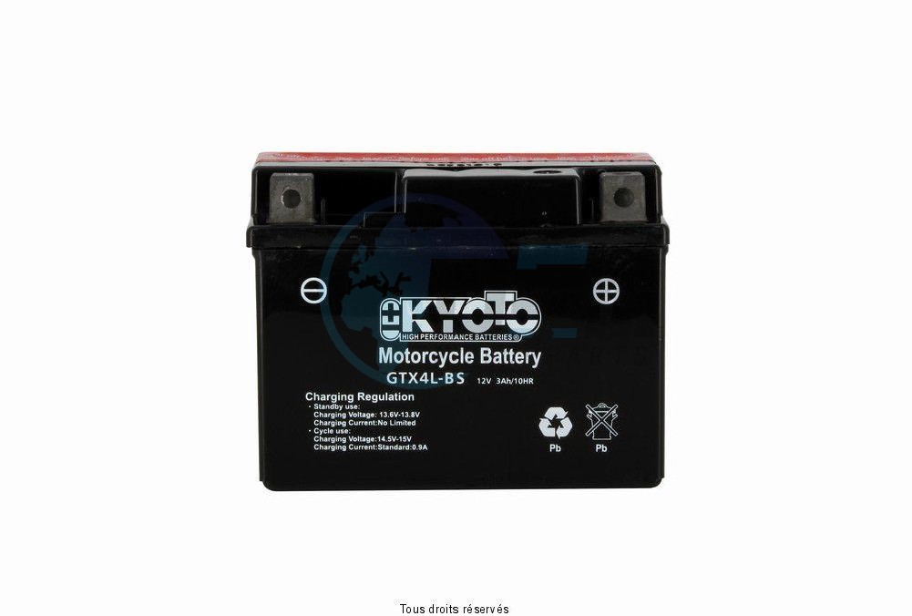 Product image: Kyoto - 713045 - Battery Ytx4l-bs - Ss Entr. Acid L 114mm  W 71mm  H 86mm 12v 3ah Acid 0,18l  1