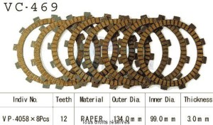 Product image: Kyoto - VC469 - Clutch Plate kit complete Kx125 J1 92   