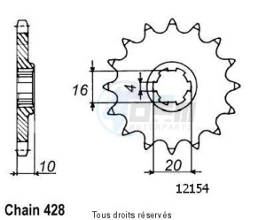 Product image: Sifam - 12154CZ13 - Sprocket Gn 125 96-98   12154cz   13 teeth   TYPE : 428 