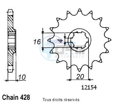 Product image: Sifam - 12154CZ13 - Sprocket Gn 125 96-98   12154cz   13 teeth   TYPE : 428  0