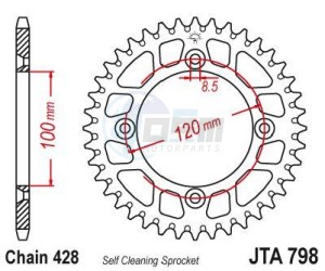 Product image: Esjot - 51-15026-50 - Chainwheel Alu TT Beta-Suzuki - 428 - 50 Teeth -  Identical to JTA798 - Made in Germany 