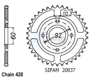 Product image: Esjot - 50-15021-39 - Chainwheel Steel Yamaha - 428 - 39 Teeth -  Identical to JTR837 - Made in Germany 