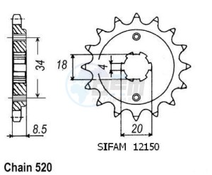 Product image: Esjot - 50-32027-14 - Sprocket Barossa-Honda-SMC - 520 - 14 Teeth -  Identical to JTF270 - Made in Germany 