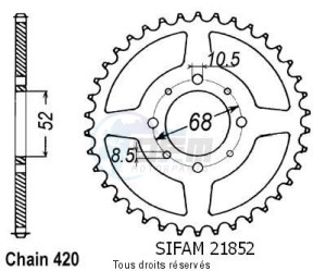 Product image: Sifam - 21852CZ47 - Chain wheel rear Ts 50 K Vitesse 79-80   Type 420/Z47 