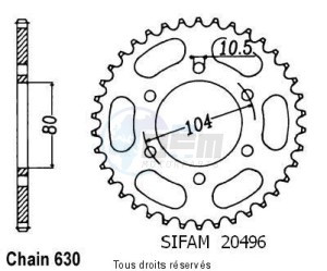 Product image: Sifam - 20496CZ40 - Chain wheel rear Z 1100 Gpz 82   Type 630/Z40 