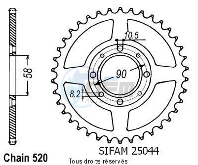 Product image: Sifam - 25044CZ40 - Chain wheel rear Mtx 125 Nrj/Rally 87-   Type 520/Z40  0