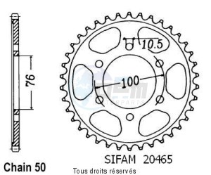 Product image: Sifam - 20465CZ38 - Chain wheel rear Gr 650 83-85   Type 530/Z38 