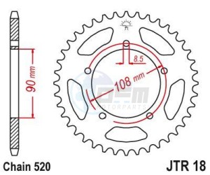 Product image: Esjot - 50-32048-43 - Chainwheel Steel MZ - 520 - 43 Teeth -  Identical to JTR18 - Made in Germany 
