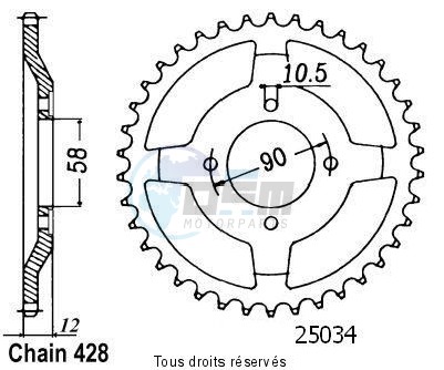 Product image: Sifam - 25034CZ50 - Chain wheel rear Nx 125 Italie 89-98   Type 428/Z50  0