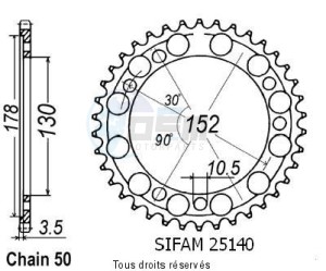 Product image: Sifam - 25140CZ48 - Chain wheel rear Cagiva 900 Elefant Ie   Type 530/Z48 