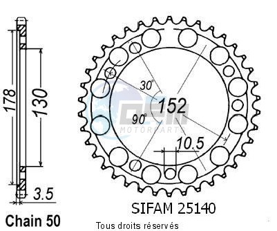 Product image: Sifam - 25140CZ48 - Chain wheel rear Cagiva 900 Elefant Ie   Type 530/Z48  0