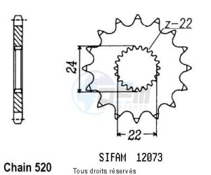 Product image: Sifam - 12073CZ14 - Sprocket Aprilia 125 Pegaso 89-9 125 Tuareg Wind 89-92 12073cz   14 teeth   TYPE : 520 