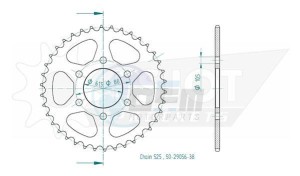 Product image: Esjot - 50-29056-38 - Chainwheel Esjot for Royal Enfield - 525 - 38 dents 