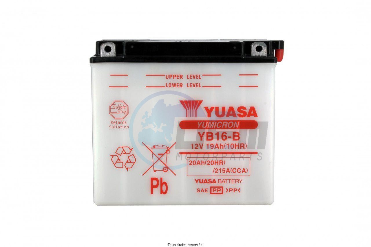 Product image: Yuasa - 812161 - Battery Yb16-b L 176mm  W 101mm  H 156mm 12v 19ah  1