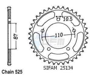 Product image: Esjot - 50-29008-46 - Chainwheel Steel Suzuki - 525 - 46 Teeth -  Identical to JTR807 - Made in Germany 