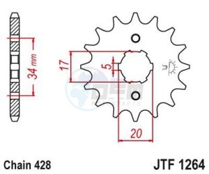 Product image: Esjot - 50-15027-17 - Sprocket TT Honda - 428 - 17 Teeth -  Identical to JTF1264 - Made in Germany 