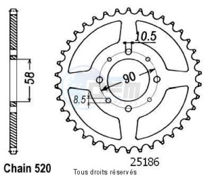 Product image: Sifam - 25186CZ41 - Chain wheel rear Vt 125 Shadow   Type 520/Z41 