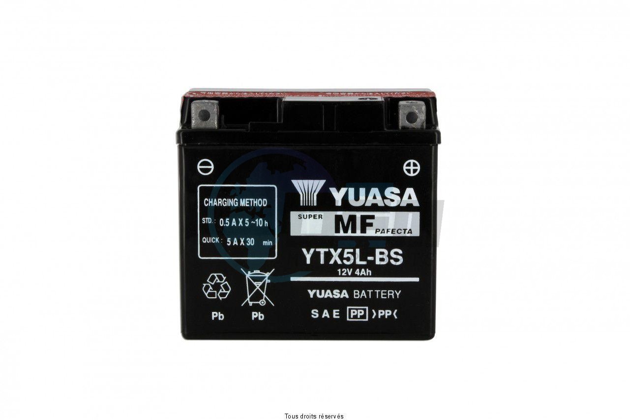Product image: Yuasa - 812050 - Battery Ytx5l-bs L 114mm  W 71mm  H 106mm 12v 4ah  1