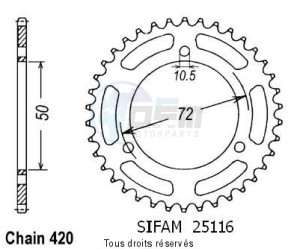 Product image: Sifam - 25116CZ36 - Chain wheel rear Nsr 50 89-94   Type 420/Z36 