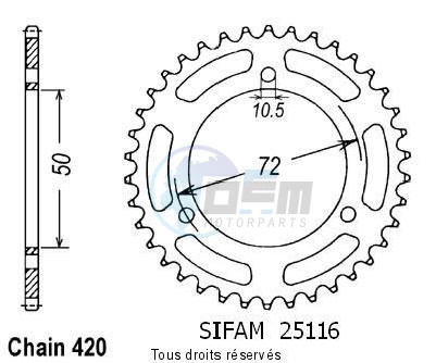 Product image: Sifam - 25116CZ36 - Chain wheel rear Nsr 50 89-94   Type 420/Z36  0