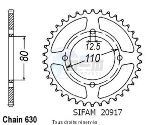 Product image: Sifam - 20917CZ41 - Chain wheel rear Cb 750 Four 78   Type 630/Z41 