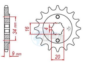 Product image: Esjot - 50-32077-13 - Sprocket TT Yamaha - 520 - 13 Teeth -  Identical to JTF1554 - Made in Germany 