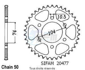 Product image: Sifam - 20477CZ40 - Chain wheel rear Z 400 4 Cyl 80-82   Type 530/Z40 