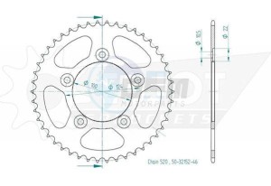 Product image: Esjot - 50-32152-46 - Chainwheel Steel Ducati - 520 - 46 Teeth- Equal to JTR746 - Made in Germany 