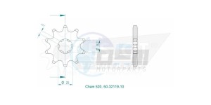 Product image: Esjot - 50-32119-10 - Sprocket GasGas - 520 -  Teeth- Made in Germany 