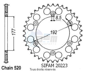 Product image: Sifam - 20223AZ52 - Chain wheel rear Husqvarna 125/250 Cr/Wr 85-87 Type 520/Z52 
