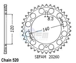 Product image: Esjot - 50-32018-38 - Chainwheel Steel TT Honda - 520 - 38 Teeth - Made in Germany 