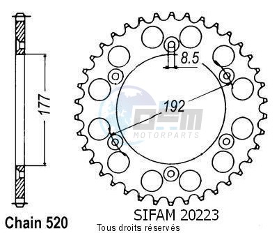 Product image: Sifam - 20223CZ53 - Chain wheel rear Husqvarna 125/250 Cr/Wr 1985-1987 Type 520/Z53  0