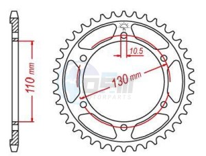 Product image: Esjot - 50-35013-45 - Chainwheel Steel MZ-Yamaha - 530 - 45 Teeth -  Identical to JTR479 - Made in Germany 