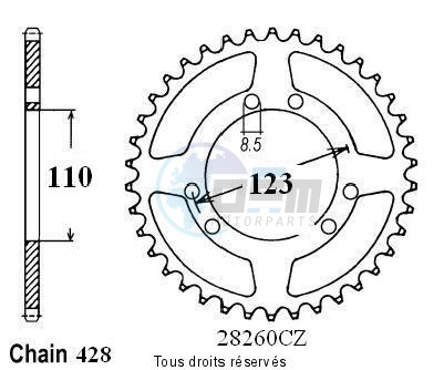 Product image: Sifam - 28260CZ56 - Chain wheel rear Hrd 50 Type 428   Type 428/Z56  0